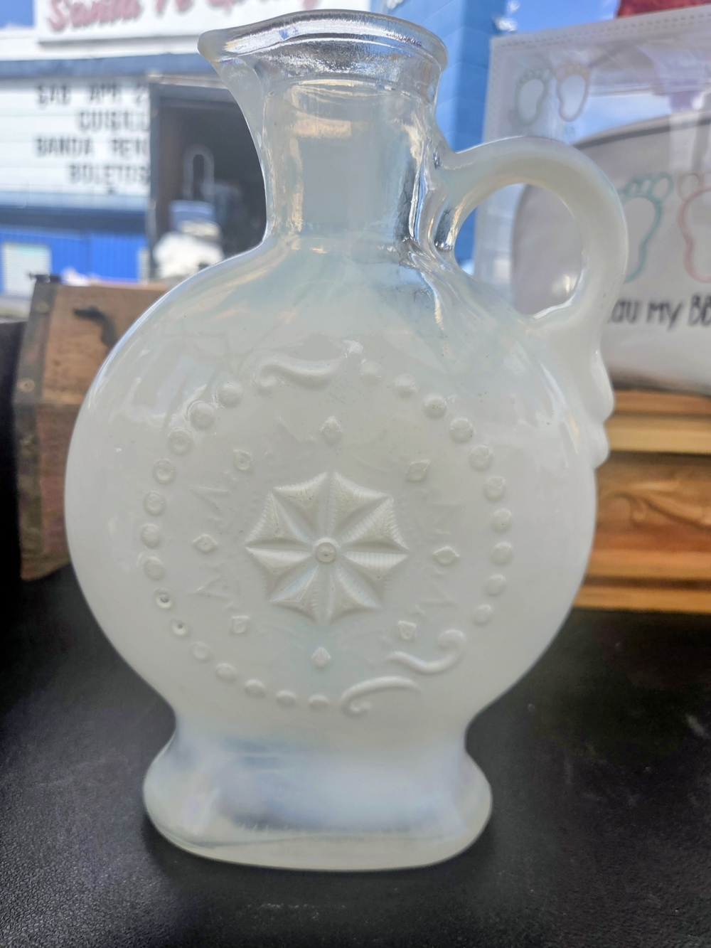 Opalescent White Decorative Glass Pitcher